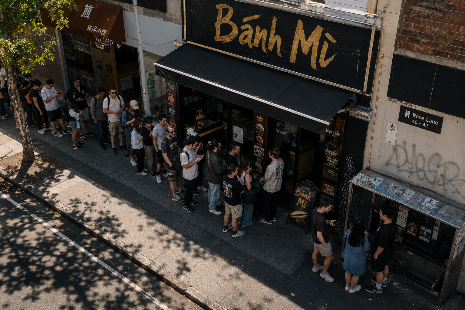 Queue outside a Sydney bánh mì shop at lunchtime: the best bánh mì in Sydney has a line